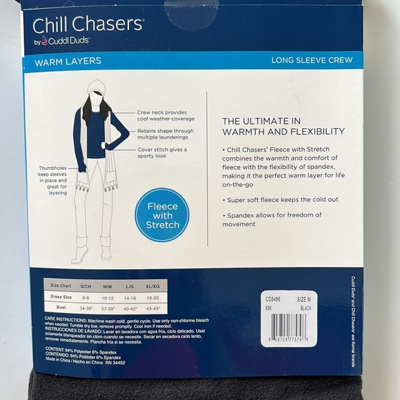 Cuddl Duds Chill Chasers Stretch Fleece Warm Layers Long Sleeve Crew Top CD8486 - Picture 3 of 5